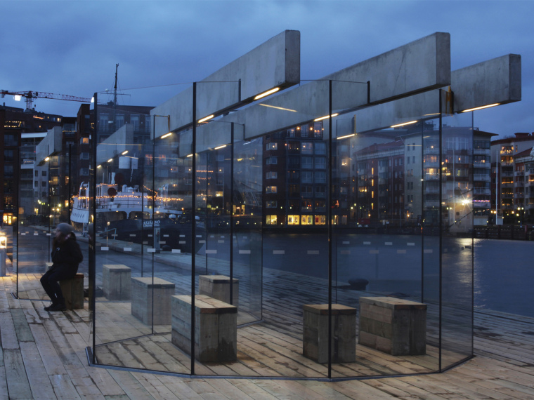 玻璃亭图纸资料下载-瑞典玻璃和混凝土材质的避风亭