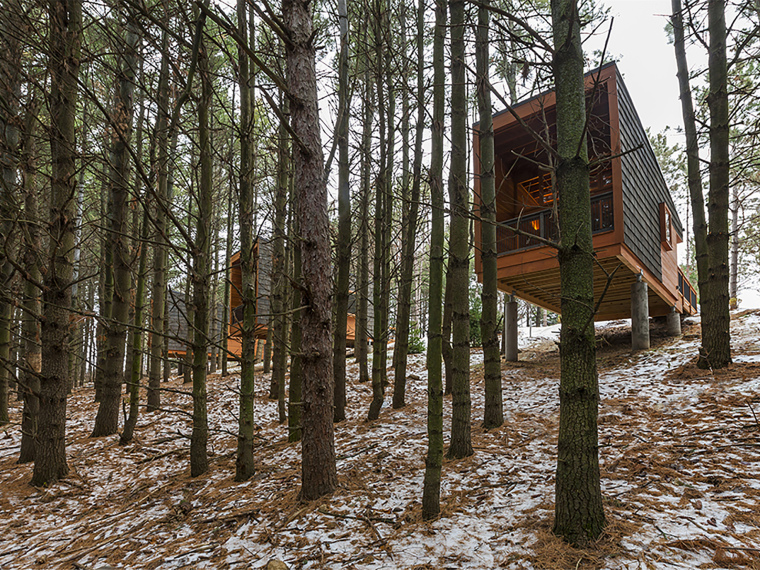 森林公园建筑设计资料下载-美国Whitetail森林公园露营小木屋