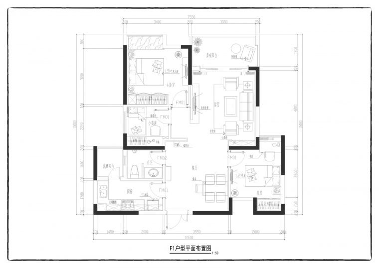 南昌红谷滩天锐港式F户型平面图-南昌红谷滩天锐港式F户型第18张图片