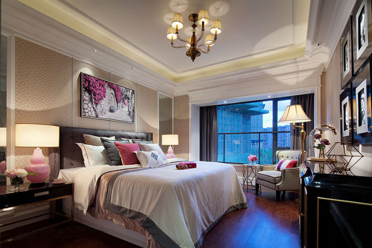 昆明现代美式风格样板间室内卧室-昆明现代美式风格样板间第10张图片