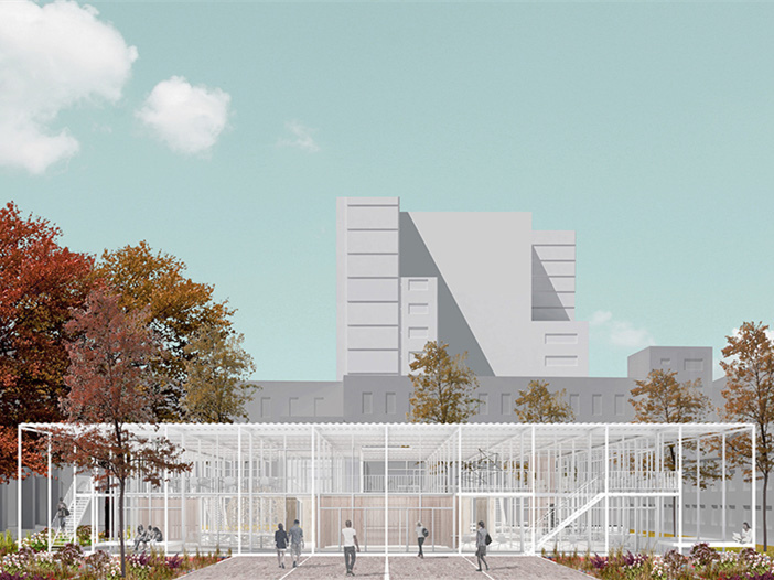 学校改造办公空间资料下载-德国建筑艺术学校工作室景观改造