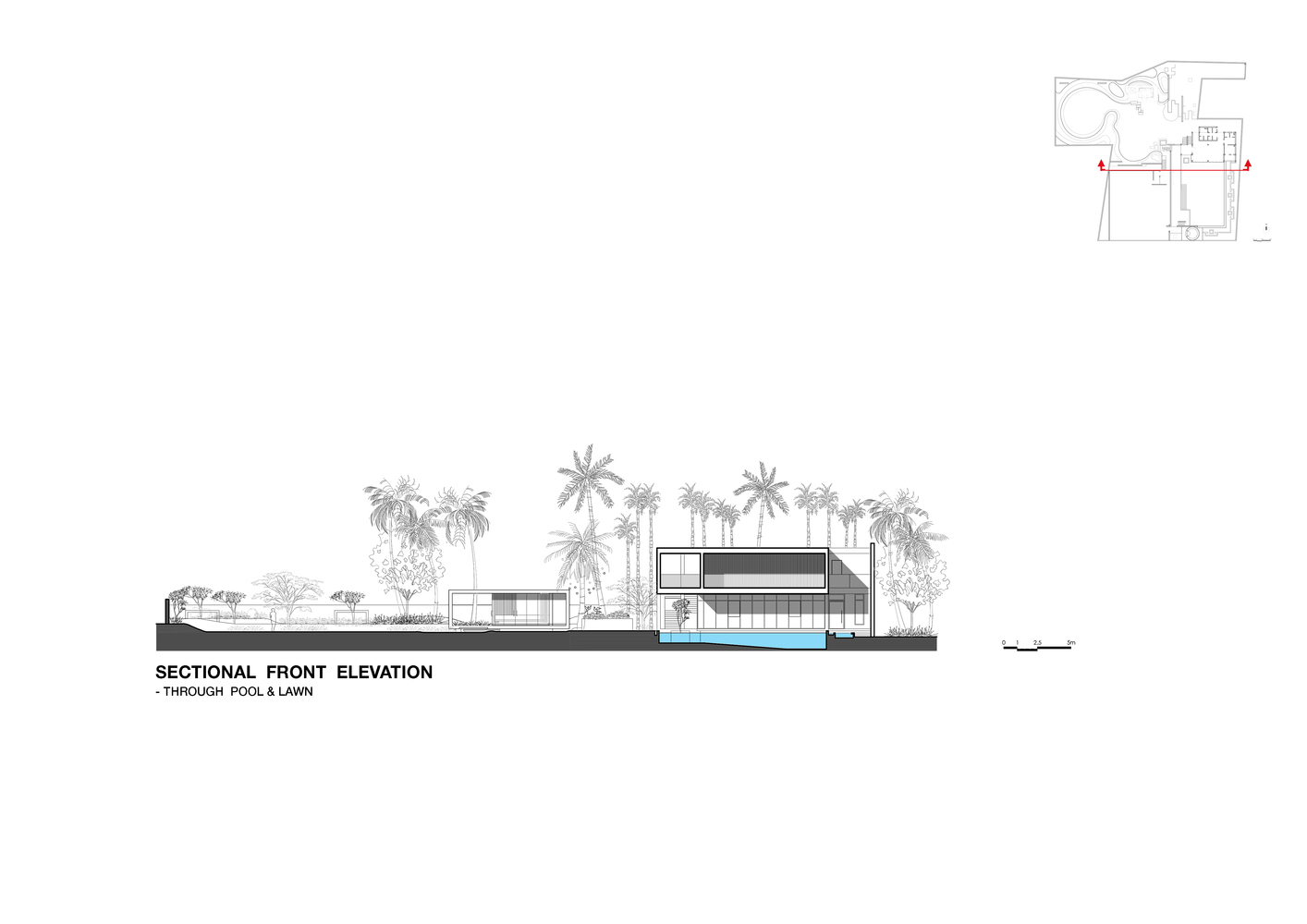 印度泳池别墅剖面图