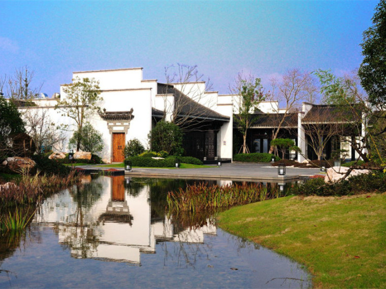 新中式商务餐厅资料下载-黄山高尔夫酒店新中式景观