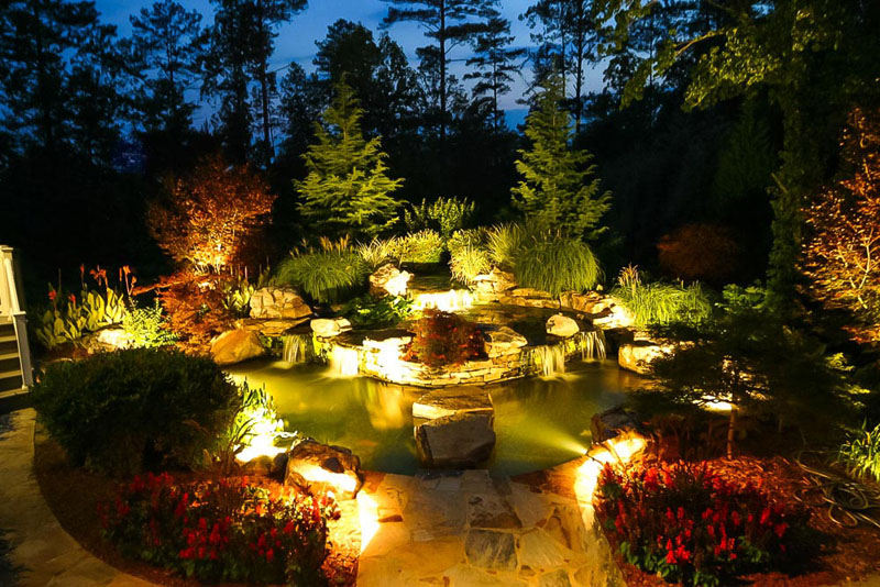 住宅小院的水景景观外部夜景实景-住宅小院的水景景观第19张图片