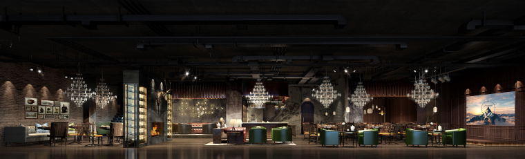 工业化复古简约loft风格酒吧空间设计施工图（附效果图）-1 (3)