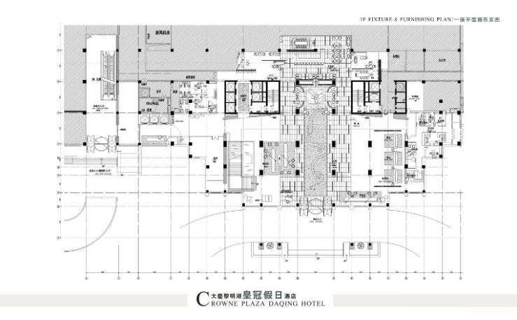 大庆黎明湖皇冠假日酒店设计方案（含效果图）-皇冠假日酒店一层平面布置图