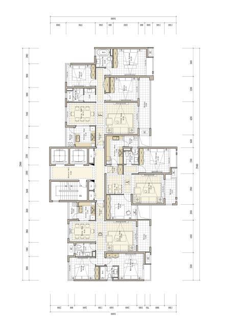 [深圳]高品质现代风格沿河住宅建筑设计方案文本-高品质现代风格沿河住宅建筑平面图