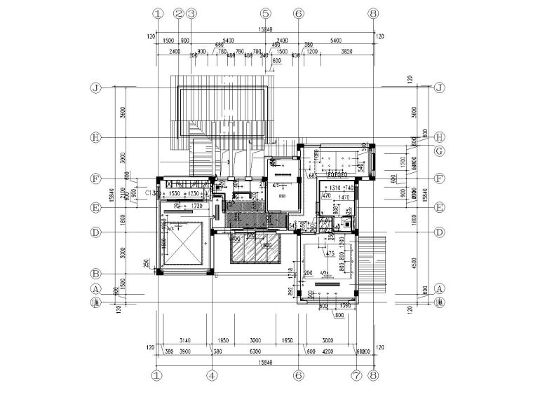 [江苏]新中式风格别墅样板间装修施工图（附效果图）-二层天花