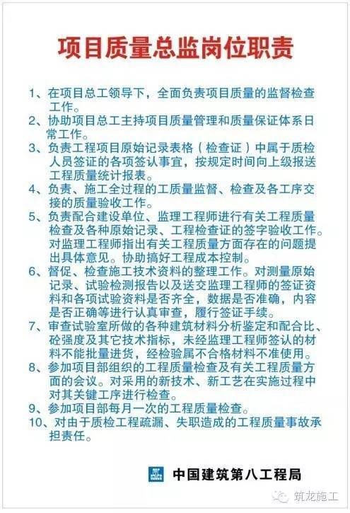 项目部管理表资料下载-项目部全套上墙岗位职责表，必须收藏！