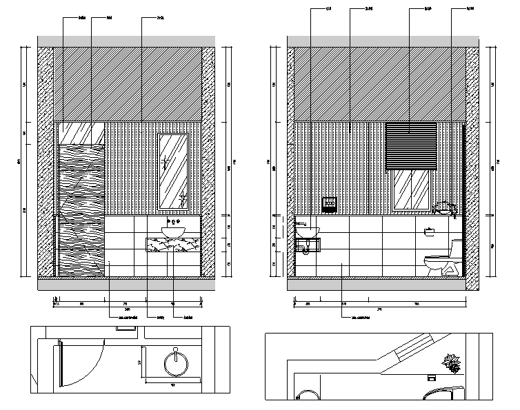 混搭风格酩汇酒庄商业空间设计施工图（附效果图）-卫生间立面图