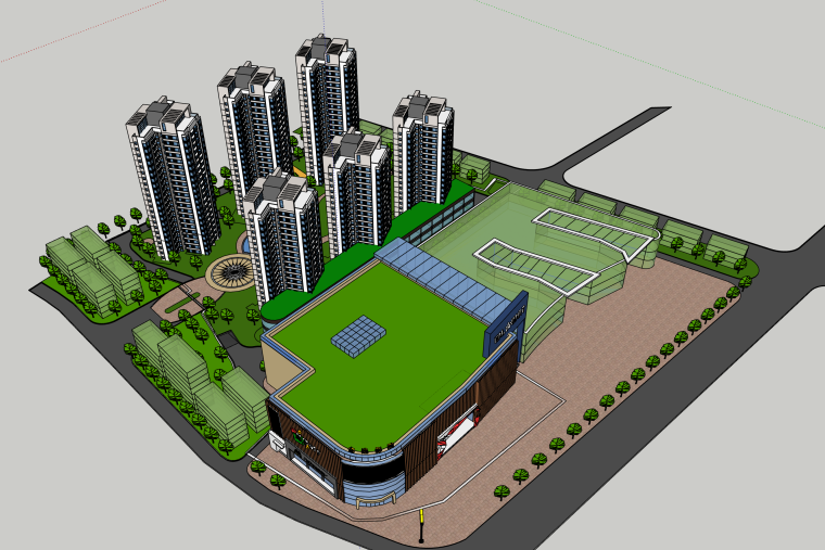 中式步行街建筑模型资料下载-某商业建筑模型设计