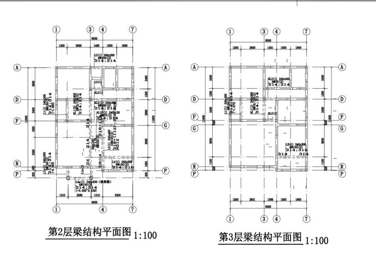 单家单家独院式别墅建筑设计文本（包含CAD+效果图）-结构平面图