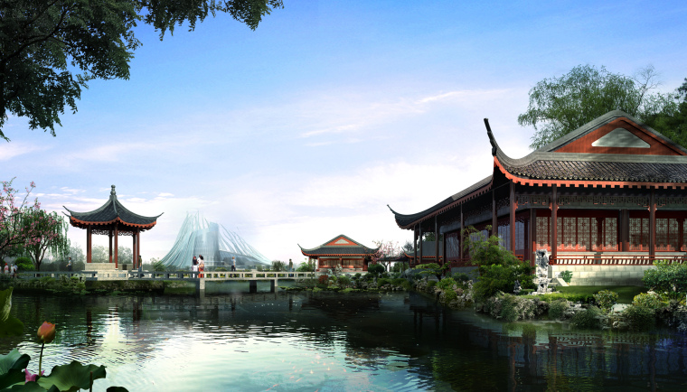 中式园林建筑小区资料下载-古典中式园林建筑模型设计方案