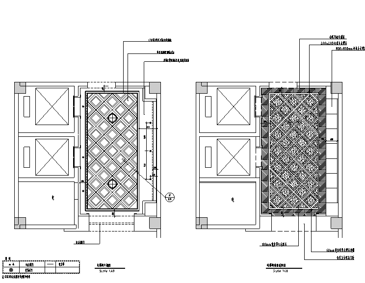 金沙明珠宴会酒店设计施工图（附效果图）-电梯间天棚图