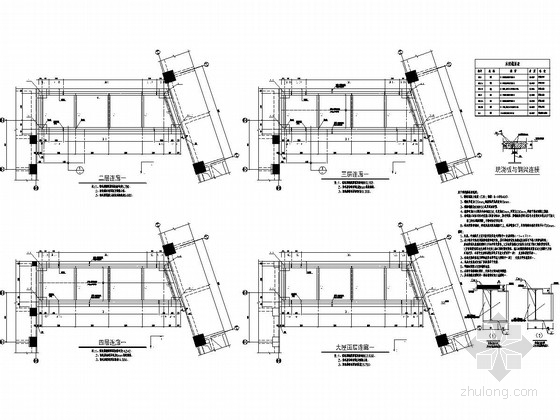 钢结构连廊结构图下载资料下载-钢结构连廊(滑动支座)及观光电梯结构图