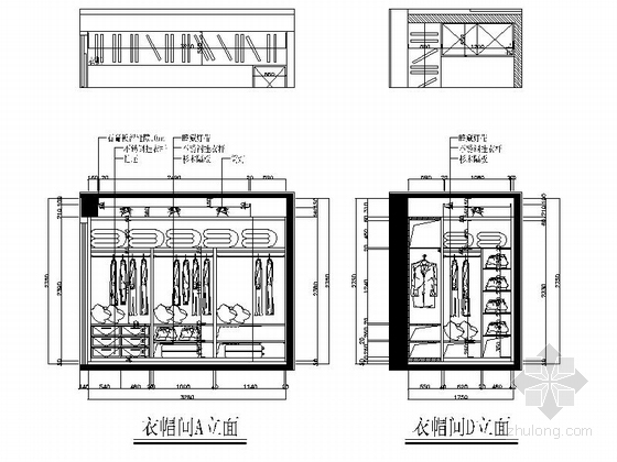 花园公寓现代时尚三居室装修施工图衣帽间立面图