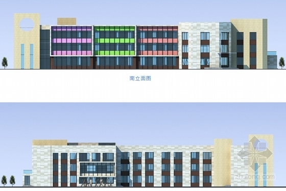 [湖北]现代风格综合性中小学校园规划设计方案文本-现代风格综合性中小学校园规划设计立面图