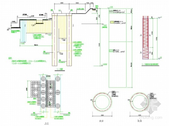 深基坑支护CAD图资料下载-[浙江]淤泥地区深基坑薄壁筒桩支护施工图