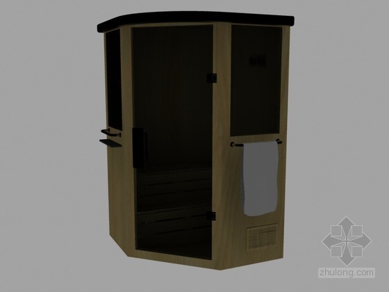 整体卫浴案例资料下载-木质整体浴室3D模型下载