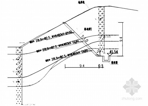 海港工业区陆域高边坡支护综合治理工程施工组织设计-剖面1-1 