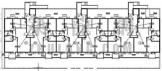 住宅楼平面图多户型资料下载-某住宅楼弱电平面图