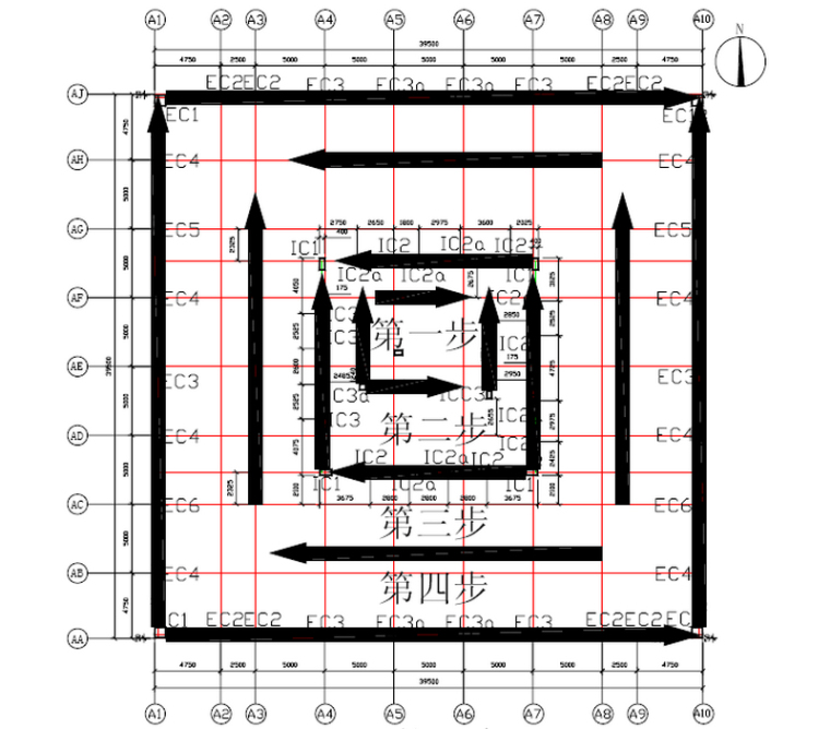 超高层酒店写字楼一体工程钢结构安装施工方案(135页附图)-平面焊接顺序图