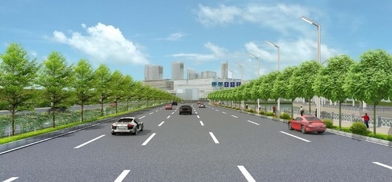 [广东]绿城飞花道路景观规划设计方案-景观效果图 