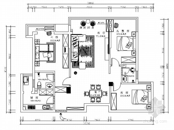 湖南传统民居cad资料下载-[湖南]高端大气现代三居室设计CAD装修图（含效果）