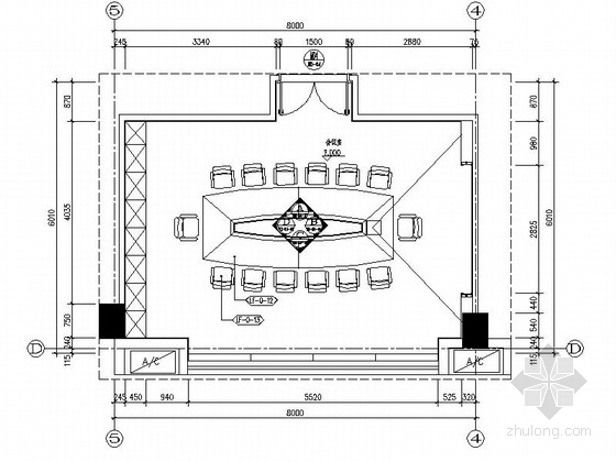 会议桌椅CAD图块资料下载-[广东]简约时尚会议室室内设计CAD施工图