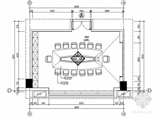 大会议室弱电工程施工图资料下载-[广东]简约时尚会议室室内设计CAD施工图