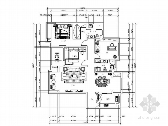 工业风咖啡厅CAD图资料下载-[毕业设计]中式风三居室装修设计CAD施工图（含效果）