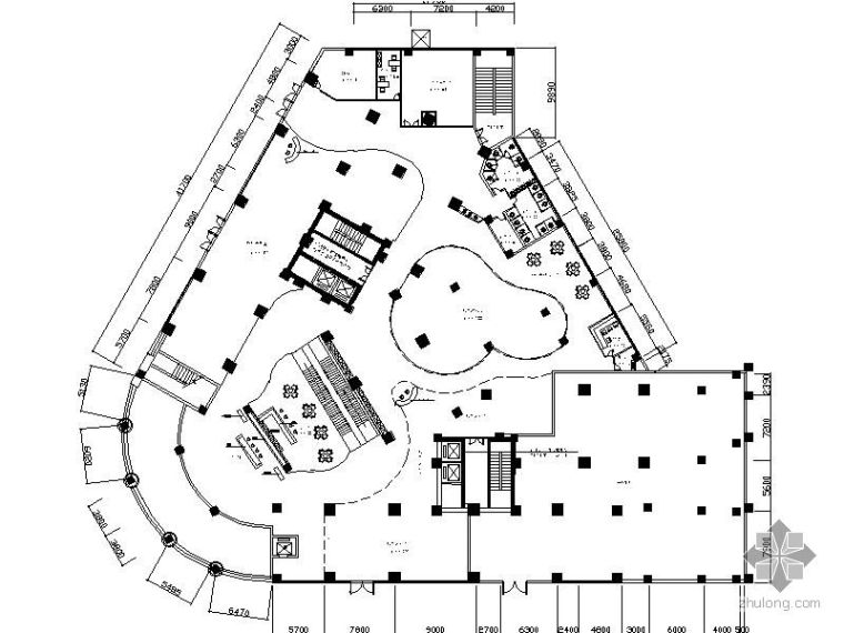 2000平商场平面图资料下载-某商场综合大楼平面图