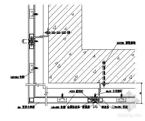 镂空铝板幕墙CAD资料下载-铝板幕墙    阳角水平节点