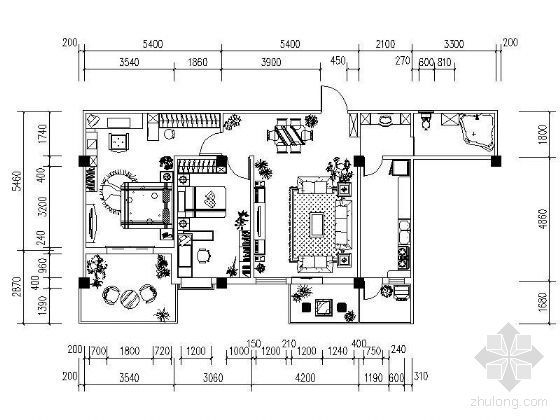 CAD全套家装平面布置图资料下载-四个家装户型平面图