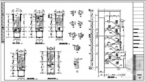 高层住宅楼梯cad图资料下载-某小高层住宅楼梯节点构造详图