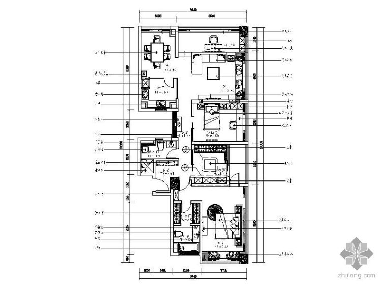 90平三室两厅剖面图资料下载-现代风格三室二厅装修图