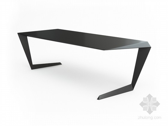 长沙尚书房茶素馆资料下载-黑色时尚书桌3D模型