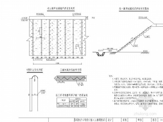 三维网植草施工措施资料下载-挂三维网喷播植草护坡设计图