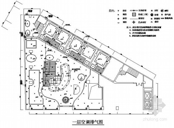 cad咖啡厅平面布置图资料下载-某咖啡厅空调平面图