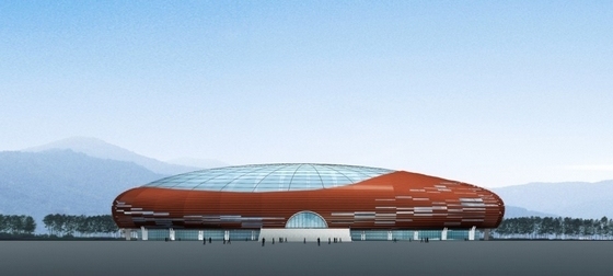 [重庆]大型体育馆建筑设计方案文本-体育馆立面图
