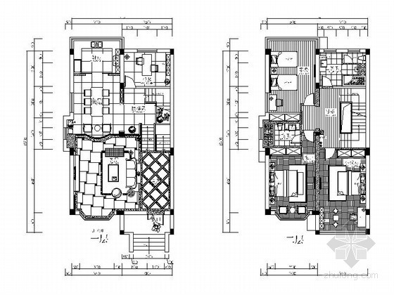 现代中式别墅平面布置图资料下载-现代中式风格别墅室内设计装修图