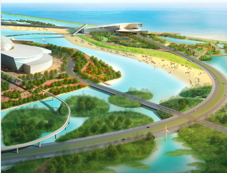 [上海]浦东城市规划设计旅游区规划方案（上海新月港湾）A-5 沙滩鸟瞰