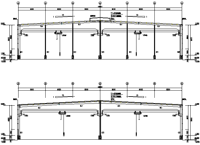 二层中空式别墅施工图资料下载-48X168m厂房门式刚架工程施工图（CAD，10张）