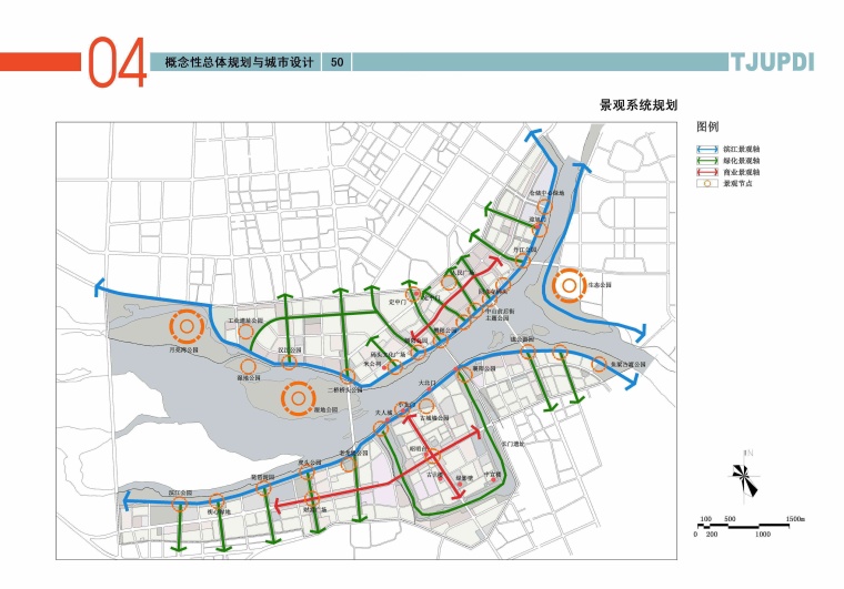 [湖北]汉江两岸概念性城市设计方案文本-D07景观系统规划图