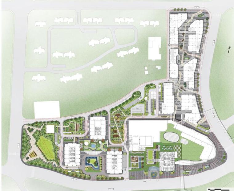 [上海]城开梅陇南方商务区景观方案设计文本（PDF+126页）-总平面图