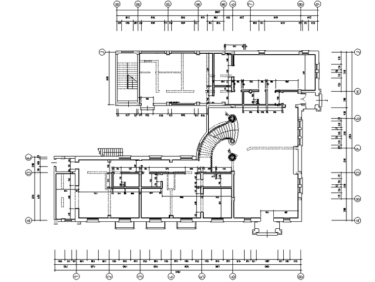 新中式禅意风格休闲会所空间设计施工图（附效果图）-隔墙尺寸图