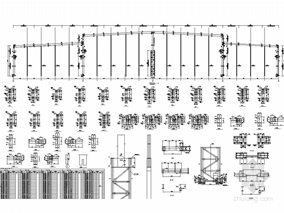 50吨钢结构高低跨厂房结构施工图（含10t 16t 32t吊）-钢架图