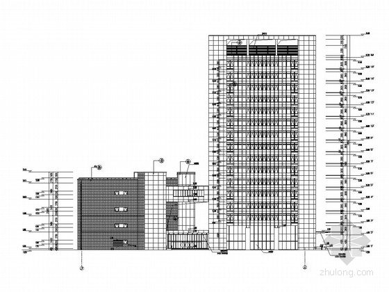 商场钢结构楼梯CAD资料下载-16层框筒办公楼及四层框架商场结构施工图（含建施、钢结构连廊）