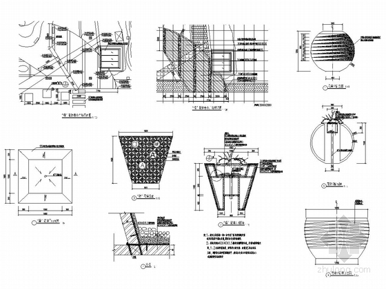 [深圳]商业住宅架空结合高档居住花园景观全套施工图-花钵施工图