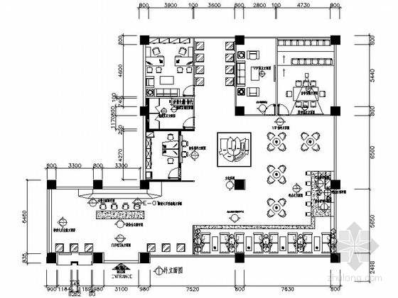 装饰墙外立面施工图资料下载- [四川]复合型生活之城现代风格售楼中心室内装修施工图（含效果）